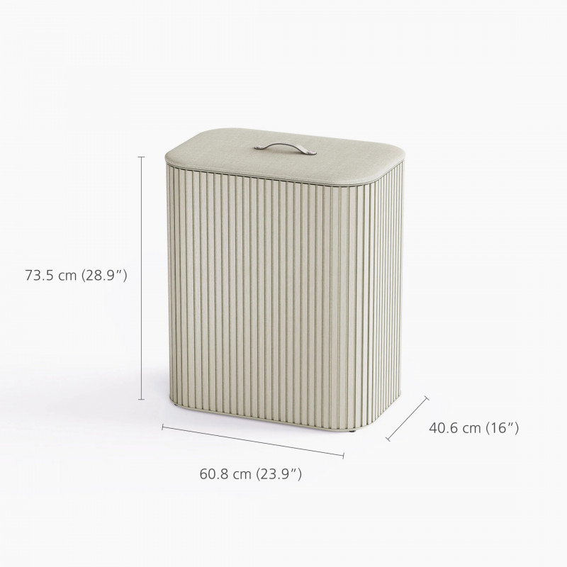 Кош за пране Joseph Joseph Tota Trio Luxe 5000008, 90 л, 3 разделения, Дръжки за пренасяне, Бамбук, Екрю