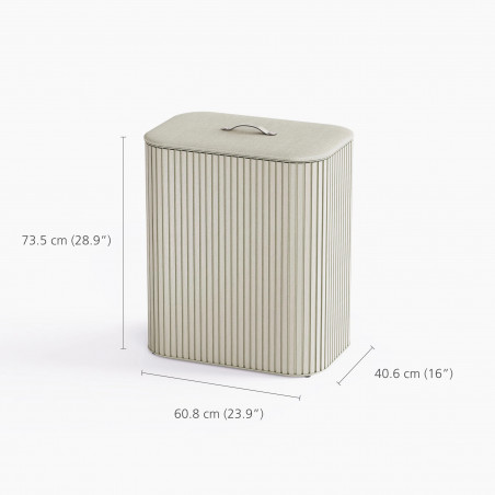 Кош за пране Joseph Joseph Tota Trio Luxe 5000008, 90 л, 3 разделения, Дръжки за пренасяне, Бамбук, Екрю