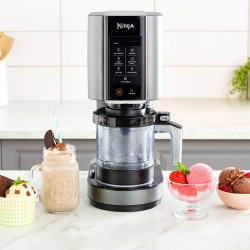 Машина за сладолед 7в1 Ninja CREAMi NC302EU, 800W, 2х493 мл, Creamify, Re-Spin, Добавяне на парченца, Фитнес/кето програма, Персонализация, Черен/сив