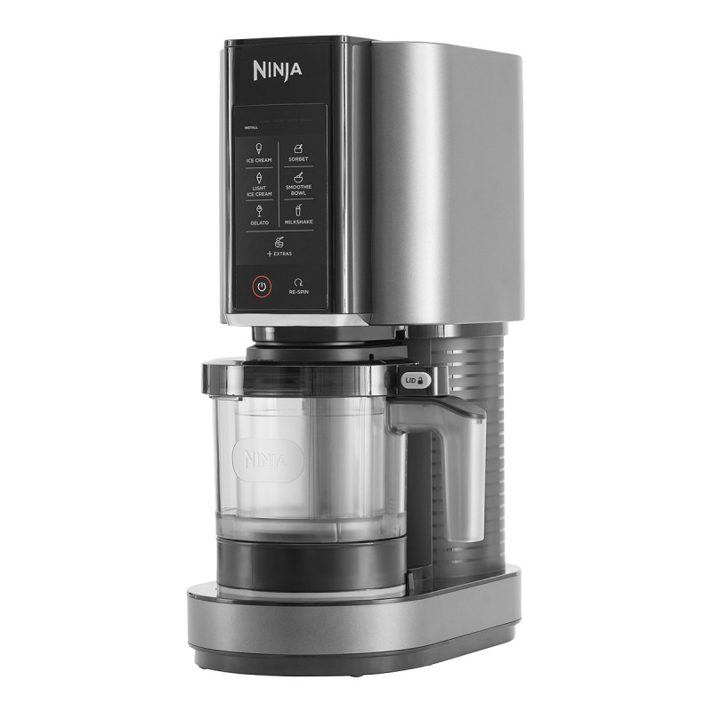 Машина за сладолед 7в1 Ninja CREAMi NC302EU, 800W, 2х493 мл, Creamify, Re-Spin, Добавяне на парченца, Фитнес/кето програма, Персонализация, Черен/сив