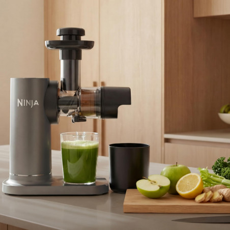 Сокоизстисквачка 3в1 Ninja NeverClog JC152EU, 150W, 700 мл, Студено пресоване, Рязане, Настъргване, Филтри за пулп, Сив