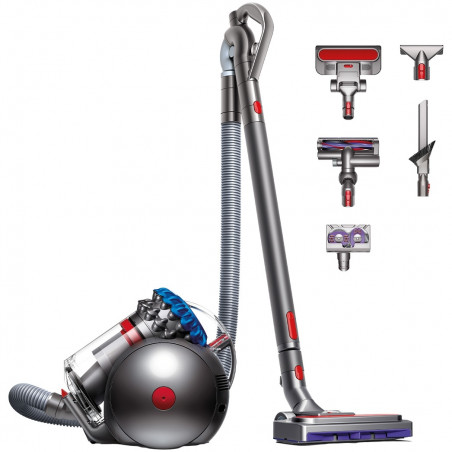 Прахосмукачка без торба Dyson Cinetic BigBall Absolute 2 447250-01, 700W, 150AW, 0.8 л, 35 циклона, Автоматично изправяне при преобръщане, 5 приставки, Никел/син