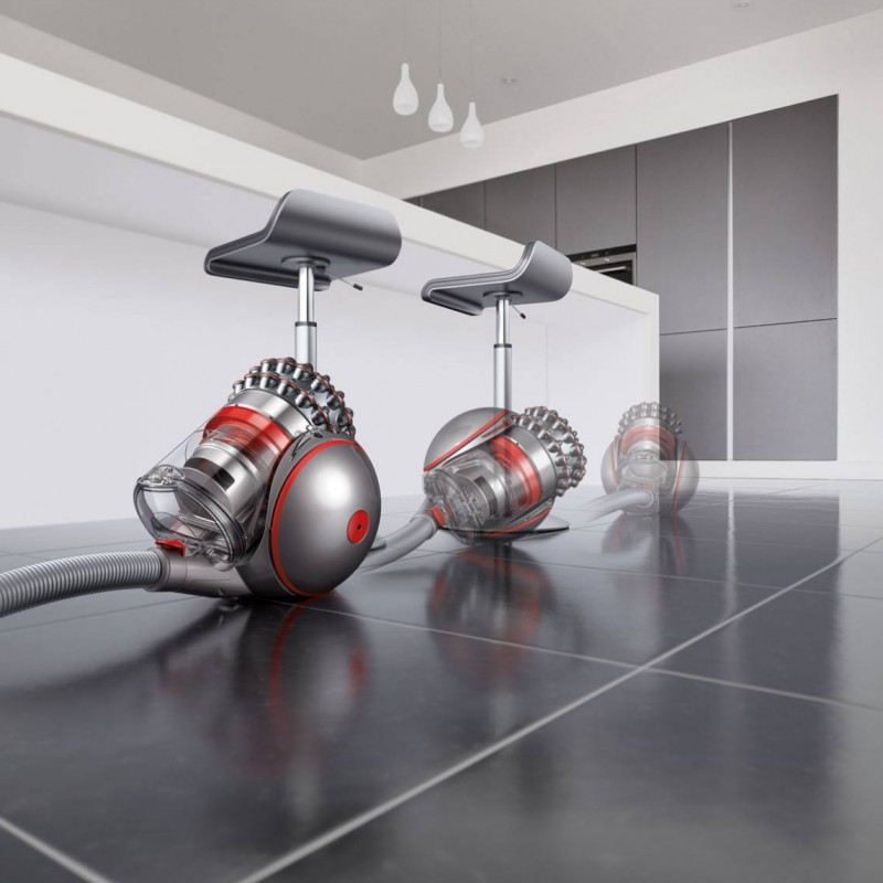Прахосмукачка без торба Dyson Cinetic BigBall Absolute 2 447250-01, 700W, 150AW, 0.8 л, 35 циклона, Автоматично изправяне при преобръщане, 5 приставки, Никел/син