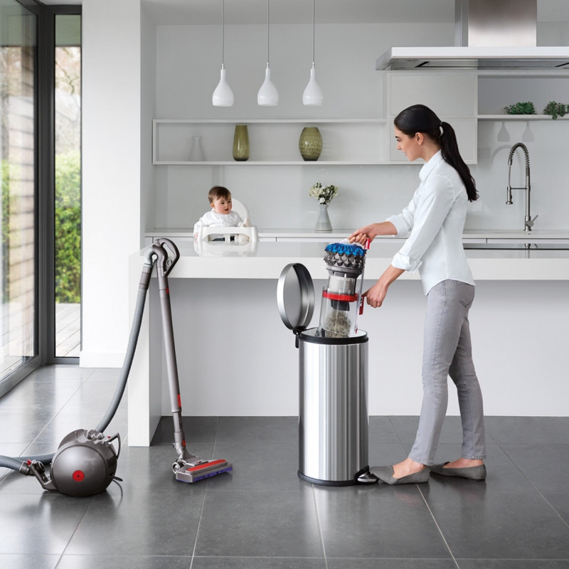 Прахосмукачка без торба Dyson Cinetic BigBall Absolute 2 447250-01, 700W, 150AW, 0.8 л, 35 циклона, Автоматично изправяне при преобръщане, 5 приставки, Никел/син