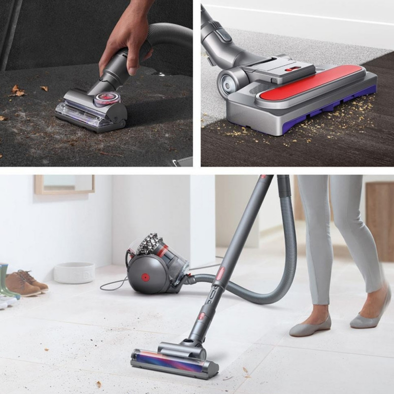 Прахосмукачка без торба Dyson Cinetic BigBall Absolute 2 447250-01, 700W, 150AW, 0.8 л, 35 циклона, Автоматично изправяне при преобръщане, 5 приставки, Никел/син