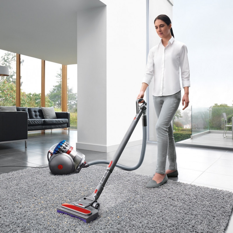Прахосмукачка без торба Dyson Cinetic BigBall Absolute 2 447250-01, 700W, 150AW, 0.8 л, 35 циклона, Автоматично изправяне при преобръщане, 5 приставки, Никел/син