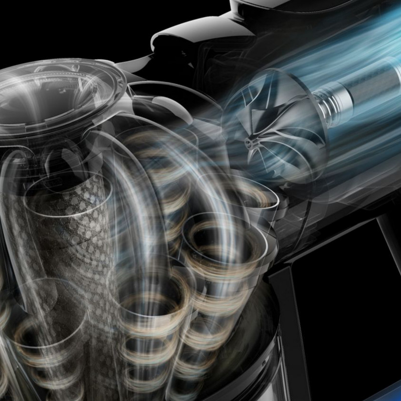Вертикална прахосмукачка Dyson V10 Konical Moulded 419634-01, 150AW, 0.5 л, 60 мин, 110 000 об/мин, 3 режима, HEPA, Хигиенично изпразване, Без заплитане, Черен