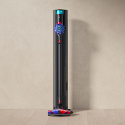 Вертикална прахосмукачка + Док станция с автоматично изпразване Dyson V10 Konical Moulded 594030-01, 150AW, 0.5 л, 60 мин, 3 режима, HEPA, Хигиенично изпразване, Без заплитане, Черен