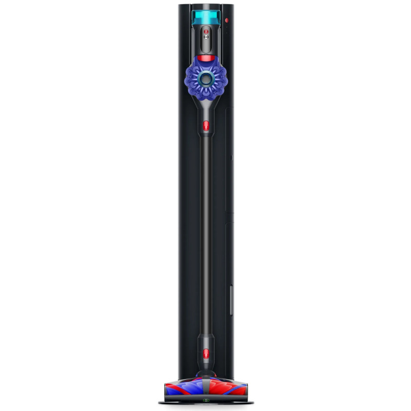 Вертикална прахосмукачка + Док станция с автоматично изпразване Dyson V10 Konical Moulded 594030-01, 150AW, 0.5 л, 60 мин, 3 режима, HEPA, Хигиенично изпразване, Без заплитане, Черен