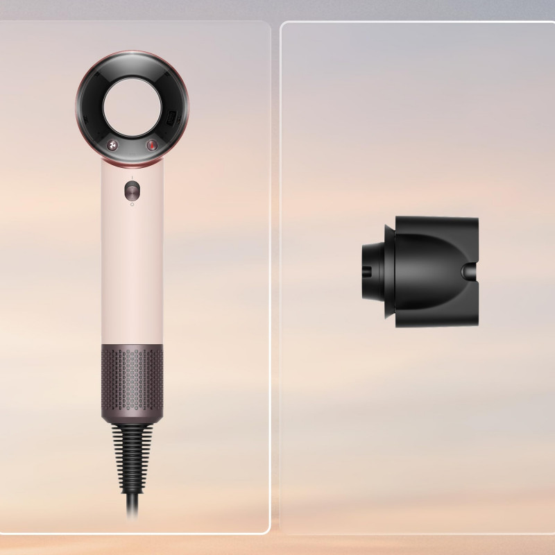 Сешоар Dyson HD19 Travel™ 492457-01, 1220W, 11.6 l/s, 2 скорости, 3 темп, Air Multiplier, Интелигентен контрол на топлината, Керамично розово/розово злато