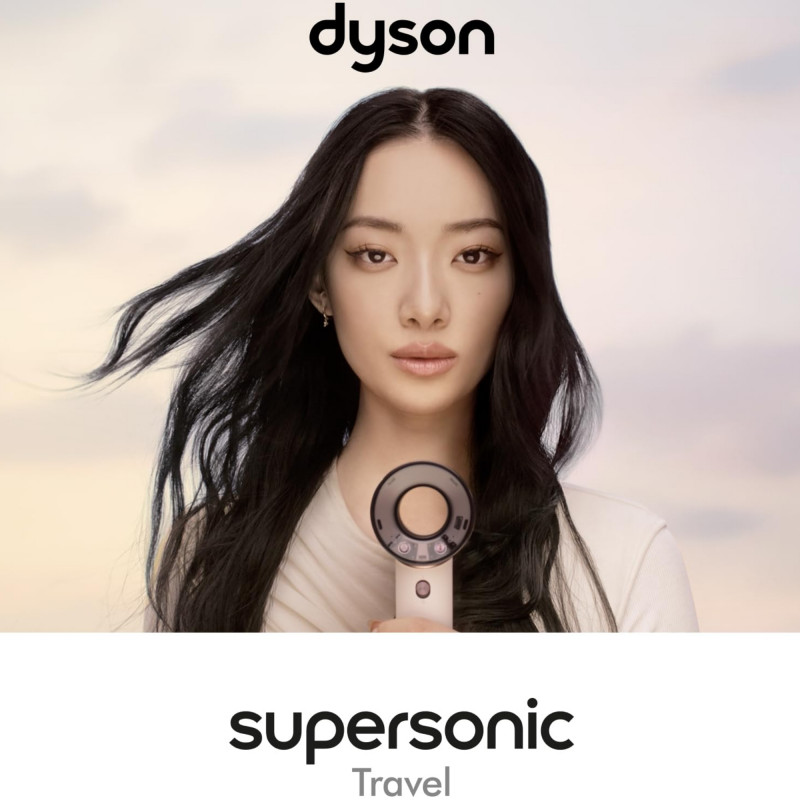Сешоар Dyson HD19 Travel™ 492457-01, 1220W, 11.6 l/s, 2 скорости, 3 темп, Air Multiplier, Интелигентен контрол на топлината, Керамично розово/розово злато