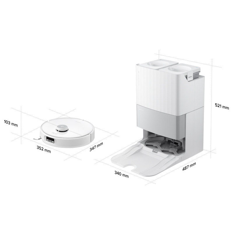 Прахосмукачка робот Roborock Q Revo Edge 5V1 QRES02-00, 18500 Pa, 5200 mAh, 66W, 3D Картографиране LiDar, Reactive AI, FlexiArm, Станция за зареждане, Автономия до 3 часа, Бял