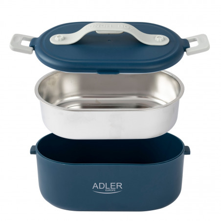 Електрическа кутия за обяд Adler AD 4522, 45W, 0.8 л, До 70C, Съд от неръждаема стомана, Термочанта, Син