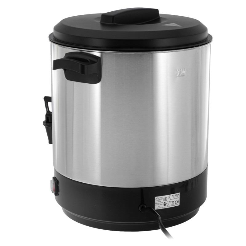 Електрически съд за пастьоризация и варене Adler AD 4538, 3000W, 28 л, 30-100°C, Поддържане на топлина, Светлинен индикатор, Инокс/черен