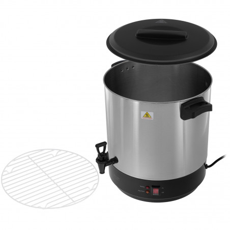 Електрически съд за пастьоризация и варене Adler AD 4538, 3000W, 28 л, 30-100°C, Поддържане на топлина, Светлинен индикатор, Инокс/черен