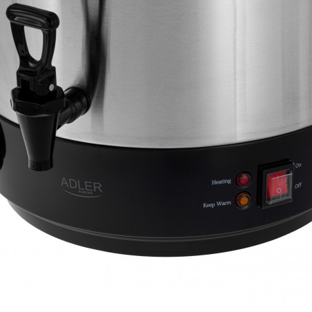 Електрически съд за пастьоризация и варене Adler AD 4538, 3000W, 28 л, 30-100°C, Поддържане на топлина, Светлинен индикатор, Инокс/черен