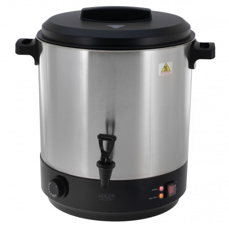 Електрически съд за пастьоризация и варене Adler AD 4538, 3000W, 28 л, 30-100°C, Поддържане на топлина, Светлинен индикатор, Инокс/черен