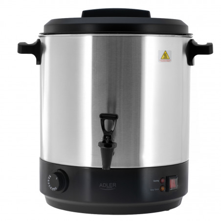 Електрически съд за пастьоризация и варене Adler AD 4538, 3000W, 28 л, 30-100°C, Поддържане на топлина, Светлинен индикатор, Инокс/черен