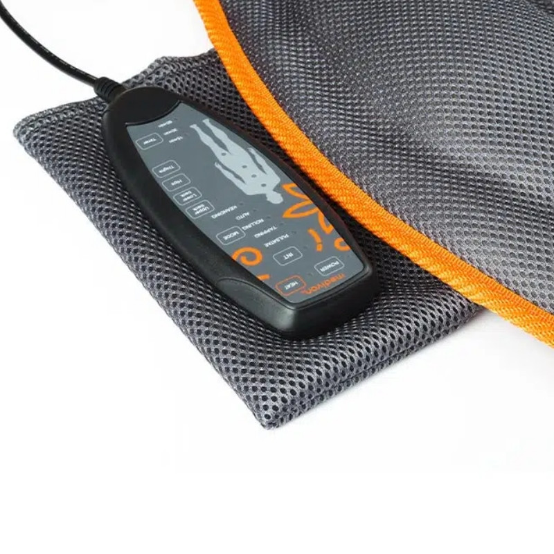 Масажна възглавница/седалка Medivon Cosy Mesh, 12W, 4 зони, 5 режима, Затопляне, Таймер, Дистанционно, Черен/оранжев