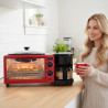 Комбиниран уред за закуска 3в1 NostroLux NL51441G, 1050W, 9 л, Грил, Приготвяне на кафе, Таймер, Циркулация на въздуха, Червен/черен