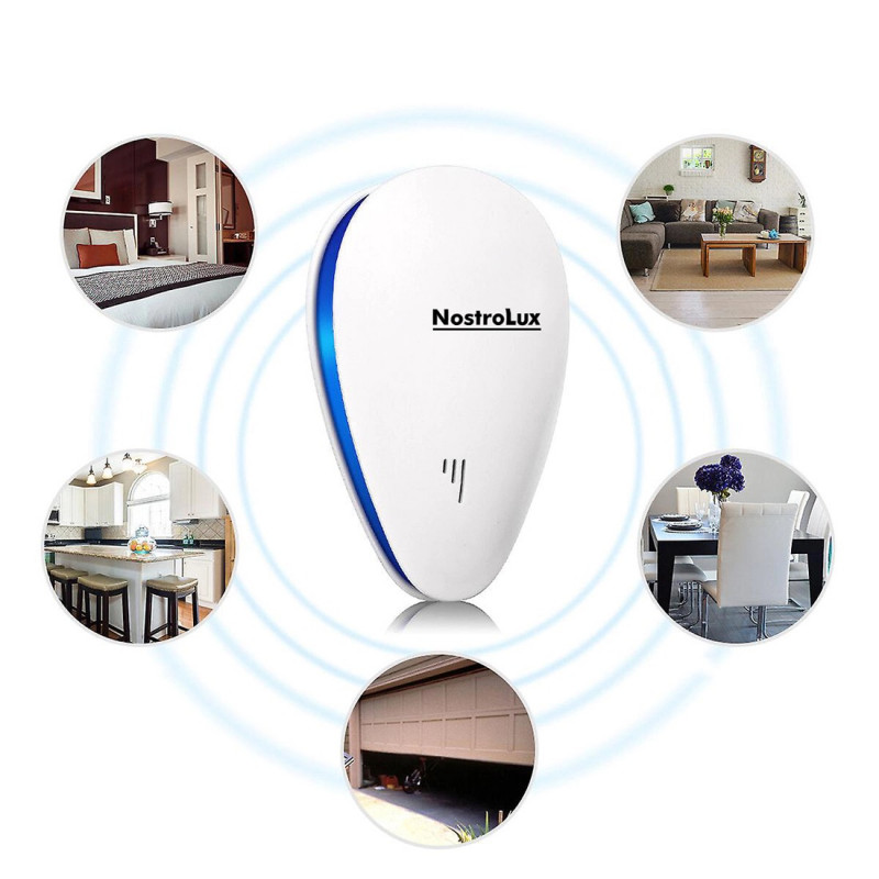 Уред за защита от вредители NostroLux NL51771A, 5W, До 75 м2, Ултразвук, Безопасен за деца, Бял