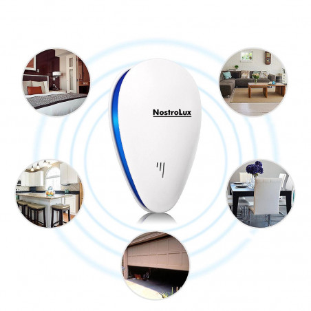 Уред за защита от вредители NostroLux NL51771A, 5W, До 75 м2, Ултразвук, Безопасен за деца, Бял