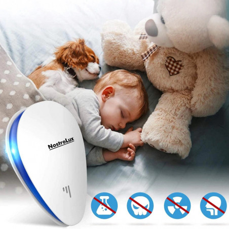 Уред за защита от вредители NostroLux NL51771A, 5W, До 75 м2, Ултразвук, Безопасен за деца, Бял