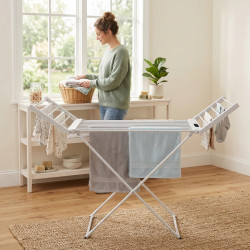 Електрически сушилник за дрехи NostroLux NL1975A, 260W, 45-70°C, Таймер, Дисплей, Бял