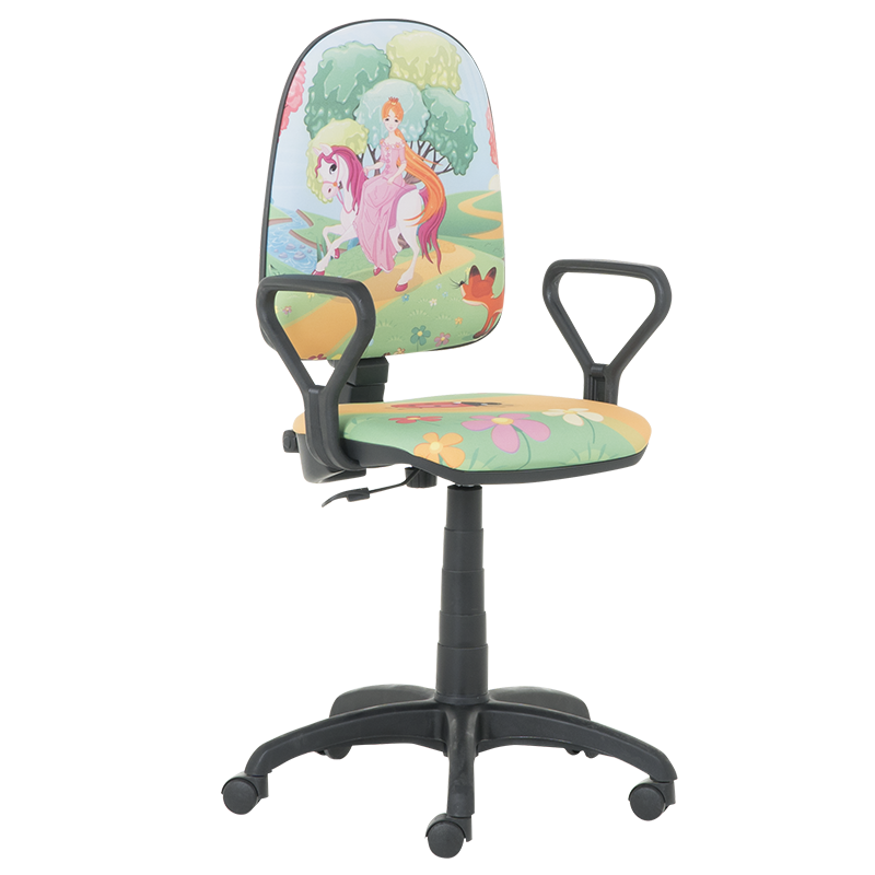 Детски стол Carmen Prestige 3520807-21, До 120 кг, Реглаж на седалка и облегалка, Колелца, Принцеса/многоцветен
