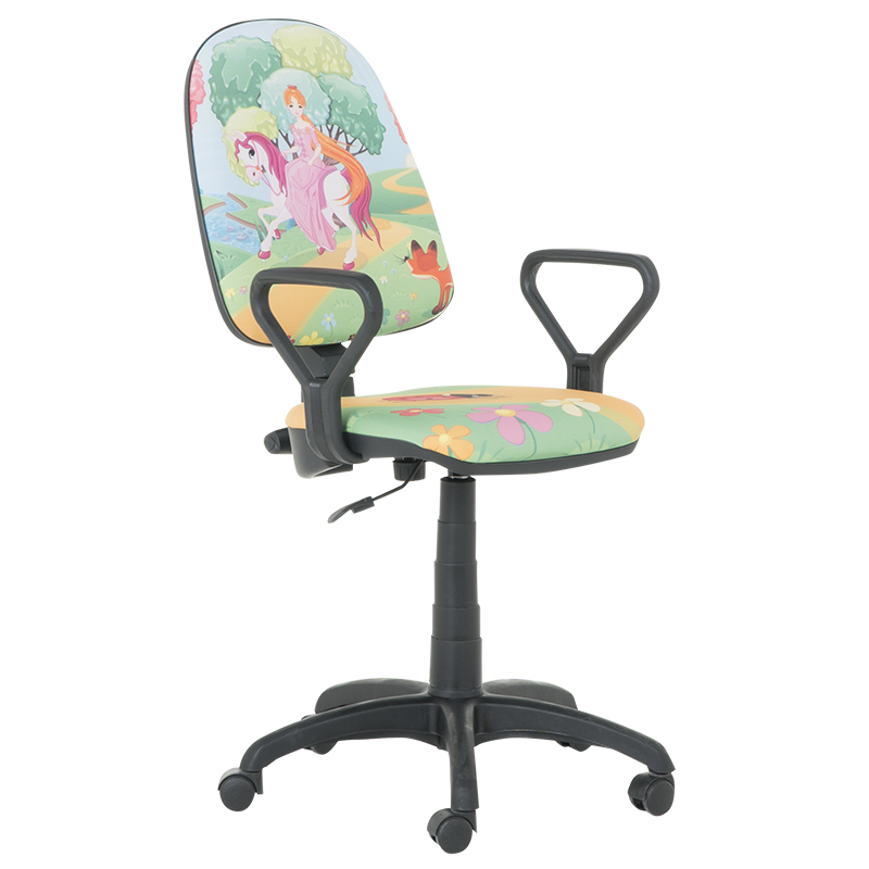 Детски стол Carmen Prestige 3520807-21, До 120 кг, Реглаж на седалка и облегалка, Колелца, Принцеса/многоцветен