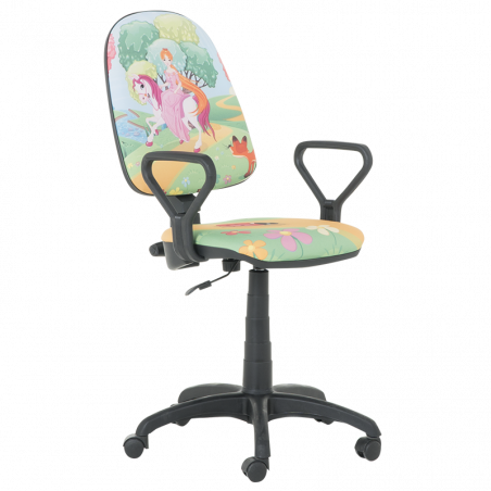 Детски стол Carmen Prestige 3520807-21, До 120 кг, Реглаж на седалка и облегалка, Колелца, Принцеса/многоцветен