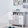 Детски скрин Carmen BIRD HOUSE 3575241, 2 рафта, 3 чекмеджета, 2 шкафа, Плавно затваряне, Бял/сив