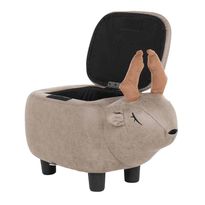 Детска табуретка с ракла - елен Carmen 3530959, 61х34х34 см, Дамаска, Сив