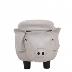 Детска табуретка с ракла Carmen 3530960 Прасе, 61х34х34 см, Дамаска, Сив