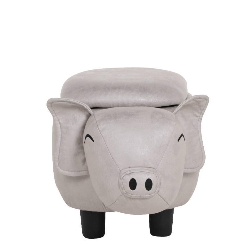 Детска табуретка с ракла Carmen 3530960 Прасе, 61х34х34 см, Дамаска, Сив