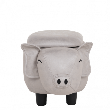 Детска табуретка с ракла Carmen 3530960 Прасе, 61х34х34 см, Дамаска, Сив