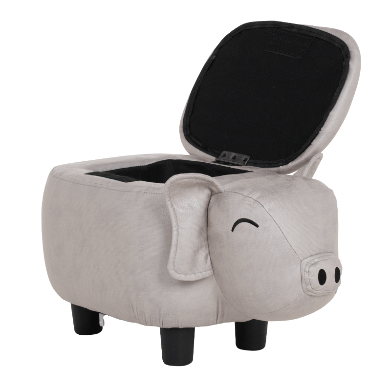 Детска табуретка с ракла Carmen 3530960 Прасе, 61х34х34 см, Дамаска, Сив