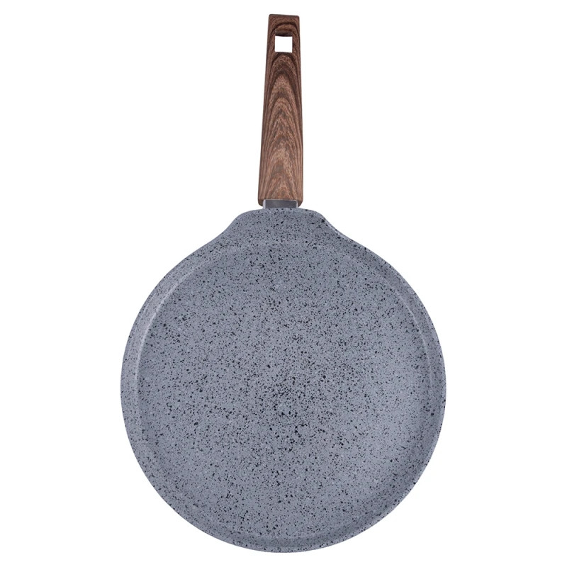 Тиган за палачинки Galileo Carrara SChef 2191315, 28 см, 5 слоя, Керамично покритие, Без PFAS и PTFE, Индукция, Светъл гранит/кафяв
