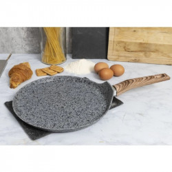 Тиган за палачинки Galileo Carrara SChef 2191315, 28 см, 5 слоя, Керамично покритие, Без PFAS и PTFE, Индукция, Светъл гранит/кафяв