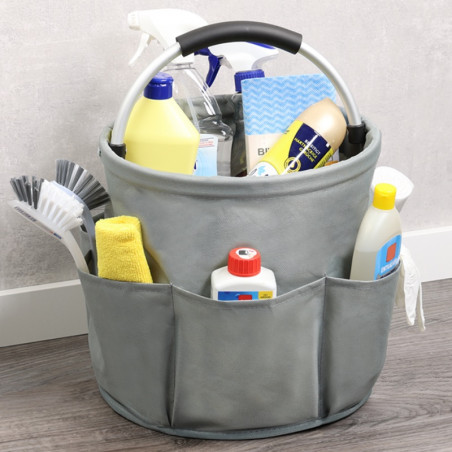 Органайзер за почистващи принадлежности Kesper 89173, 16 л, До 10 кг, 6 джоба, Удобна EVA дръжка, Полиестер, Сив