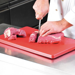 Професионална дъска за рязане на червено месо Kesper 30153, HACCP стандарт, Gastronorm 1/1, Устойчива до 95°C, Крачета против плъзгане, Щадяща остриетата повърхност, Червен