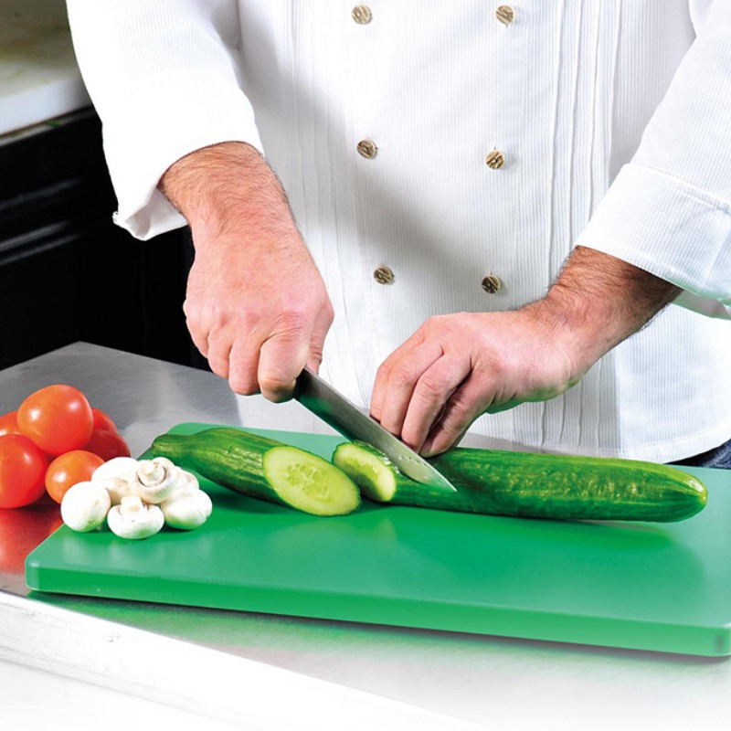 Професионална дъска за рязане на зеленчуци и плодове Kesper 30154, HACCP стандарт, Gastronorm 1/1, Устойчива до 95°C, Крачета против плъзгане, Щадяща остриетата повърхност, Зелен