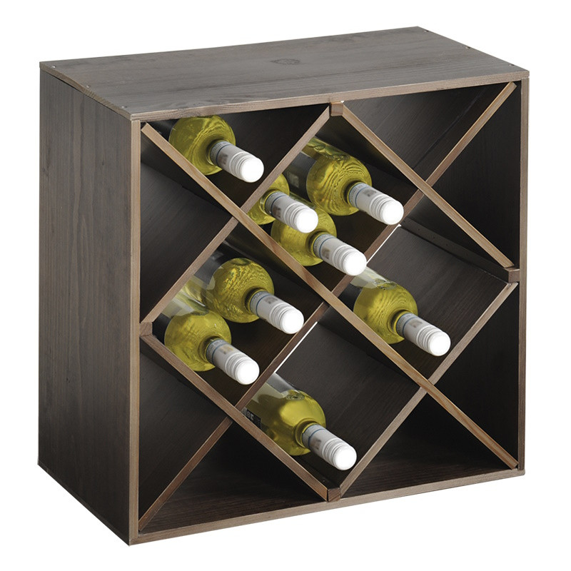 Рафт за съхранение на вино Kesper 69244, 50x50x25 см, 12 отделения, За до 20 бутилки, Бор, Кафяв