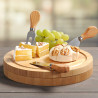 Комплект дъски за рязане и сервиране на сирена с прибори Kesper 58642, 23 см, 5 части, Вградено отделение за прибори, Бамбук, Натурален