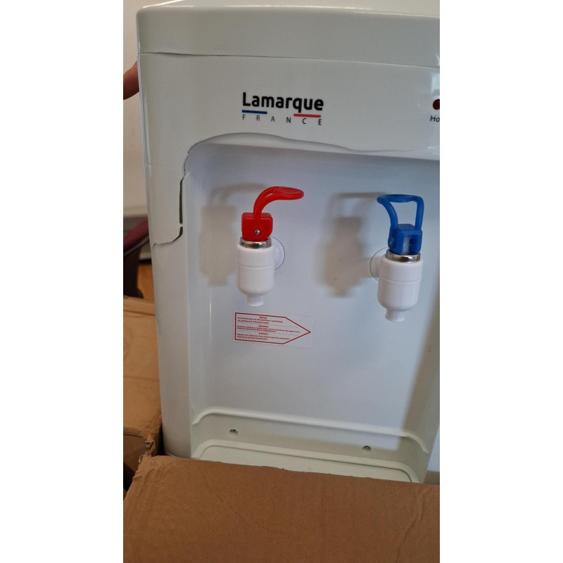 Преоценено: Диспенсър за вода Lamarque WDE-3512, 70-630W, Затопляне 5 л/ч, Охлаждане 0.7 л/ч, Електронен, Горно зареждане, Индикатор, Бял