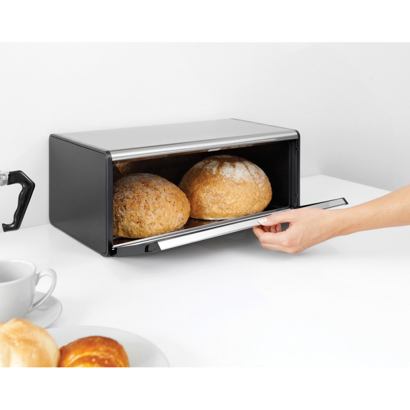 Преоценено: Кутия за хляб Brabantia Fall Front 107852, 18 л, 46.5х25 см, Стенен монтаж, Без пръстови отпечатъци, Инокс/Мат