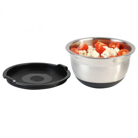 Купа за смесване с капак Kesper 90825, 1.4 л, 18 см, Неръждаема стомана, Мерителна скала, Широк ръб, Нехлъзгащо се дъно, Инокс