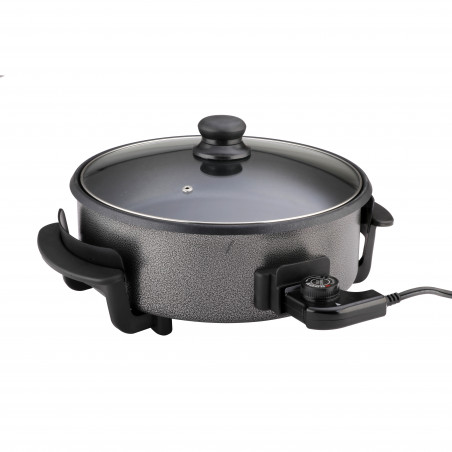 Преоценено: Електрически тиган за приготвяне на пица Rosberg R51010B, 1500W, 32 см, Терморегулатор, Незалепващо покритие, Сив