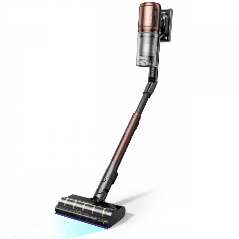 Преоценено: Вертикална прахосмукачка Dreame Essential V30 VVV17B, 880W, 30000 Pa, 90 мин, 0.6 л, HEPA H14, OmniX™ 2.0, Разпознаване на замърсявания, Сгъваема, Черен/бронз