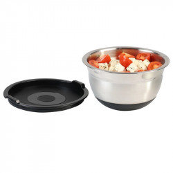 Комплект 3 бр купи за смесване с капак Kesper 90898, 700/1.1/1.5 л, Неръждаема стомана, Мерителна скала, Широк ръб, Нехлъзгащо се дъно, Инокс
